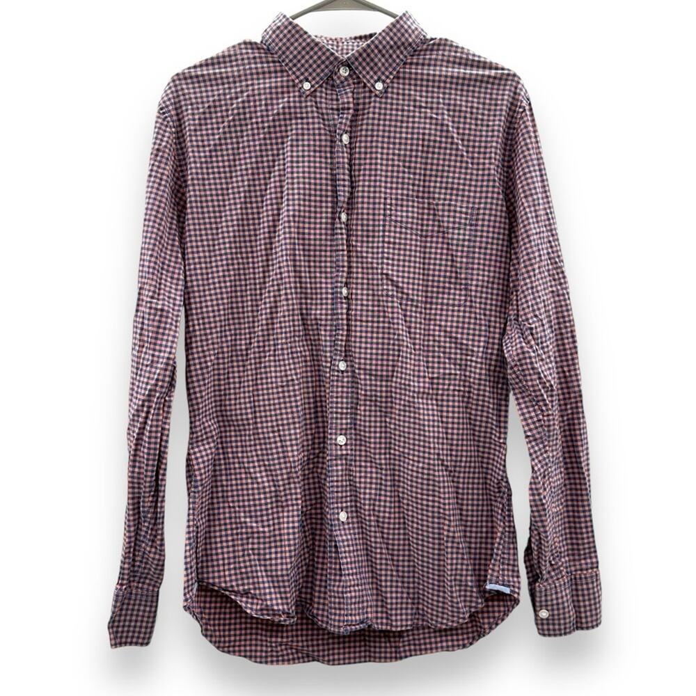 Bonobos Slim Fit Pink & Blue Check Long Sleeve Button Down Shirt Sz M